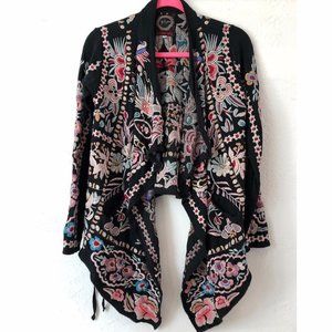 JOHNNY WAS Embroidered Lostin Wrap Cardigan